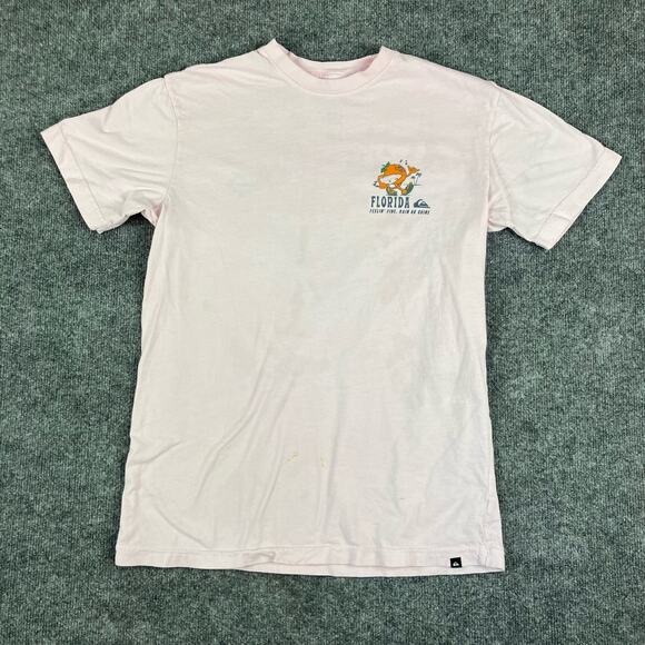 Quiksilver Men's Graphic T-Shirt Size M Pink Florida Funshine State Surf Y2K - Picture 2 of 8